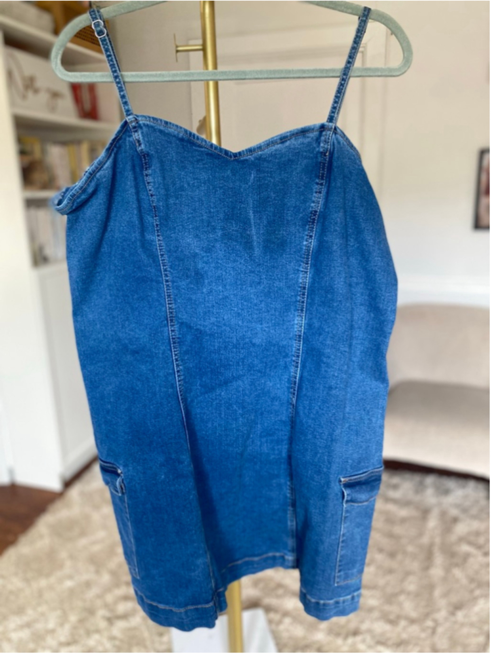 Celebrity Pink Denim Mini Dress Y2K Cargo Casual Cool Girl City Western 2000s 3X - Picture 2 of 6